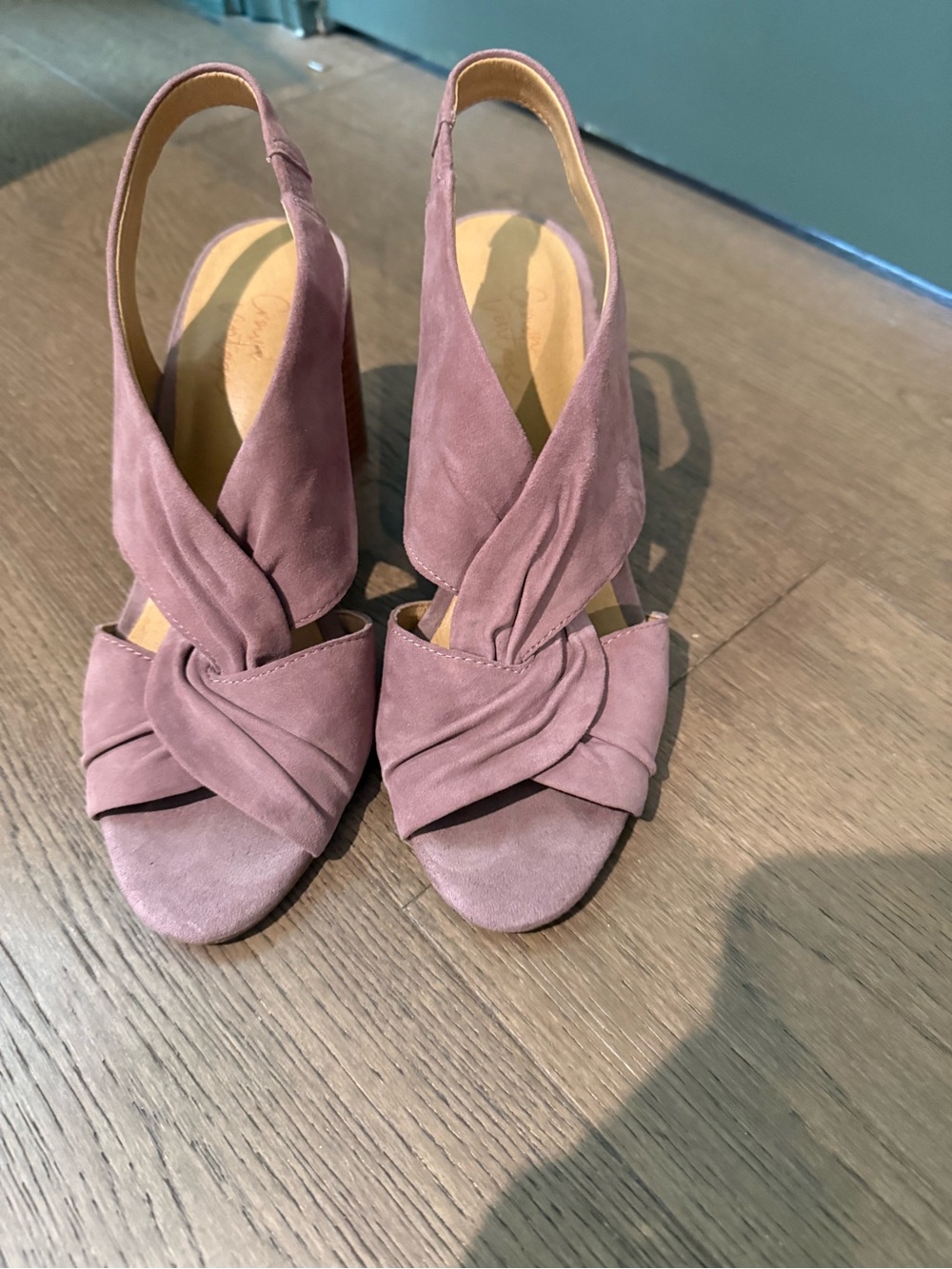 Crown Vintage Mauve Suede Knotted Slingback Sandals